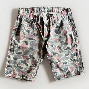 Levis 504 Shorts Mens 32 Camo Denim Regular Fit Bermuda Army Print Casual